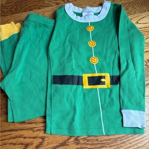 Hanna Andersson Green and Yellow Elf Pajama Set